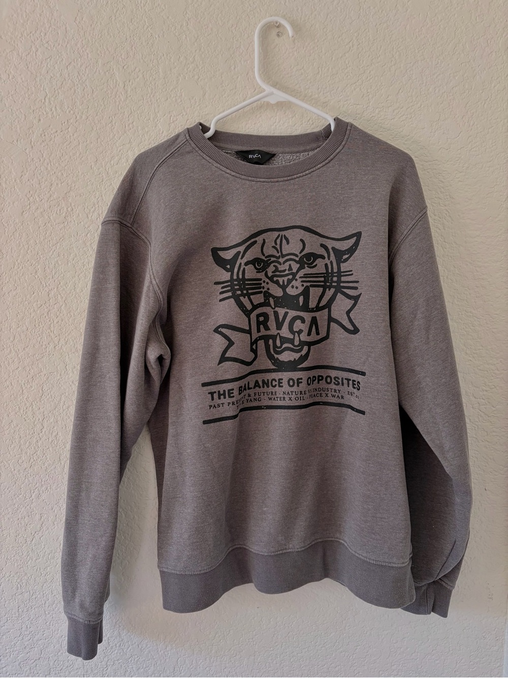 RVCA Gray Crewneck Sweatshirt with Bold Graphic